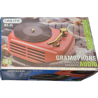 EL0827-Gramophone Wireless Speaker Assorted Colors 6in